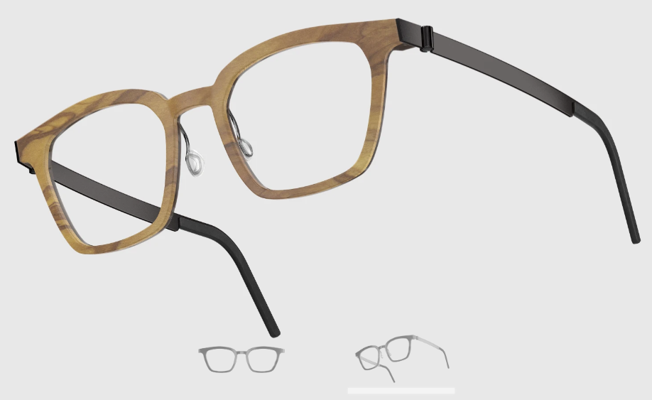 Lindberg Wood and Buffalo Titanium Square Eyeglasses