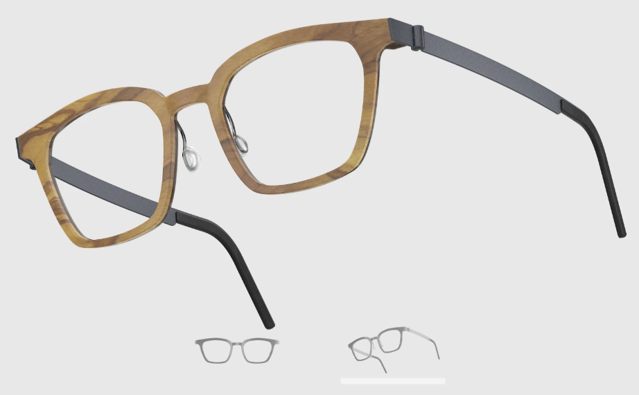 Lindberg Wood and Buffalo Titanium Square Eyeglasses