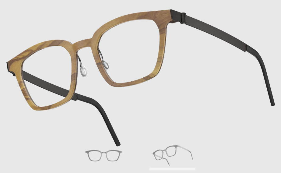 Lindberg Wood and Buffalo Titanium Square Eyeglasses