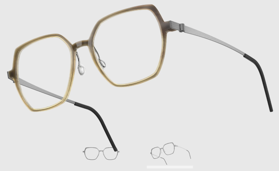 Lindberg Wood and Buffalo Titanium Hexagon Eyeglasses