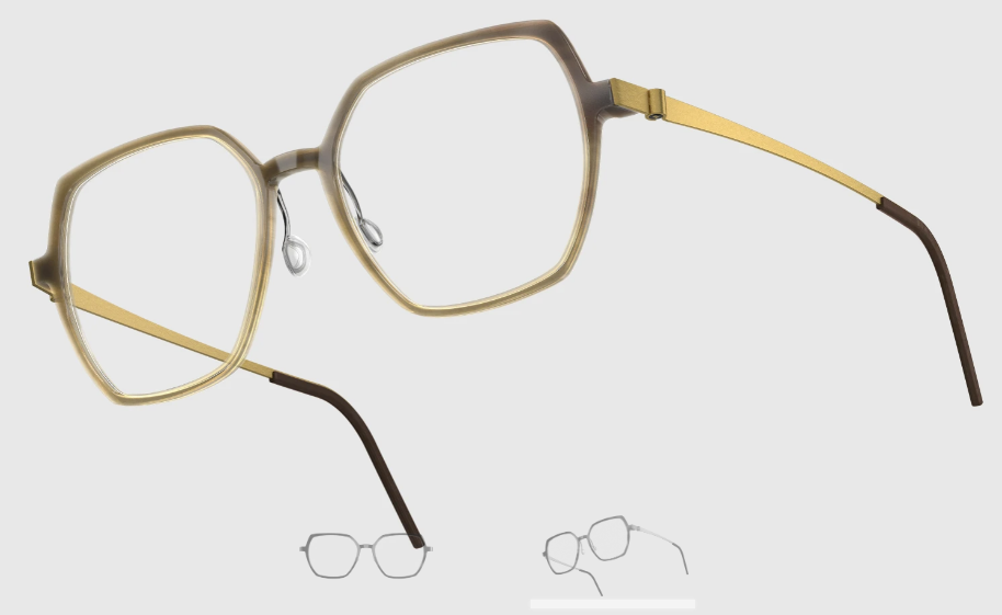 Lindberg Wood and Buffalo Titanium Hexagon Eyeglasses