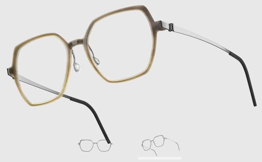 Lindberg Wood and Buffalo Titanium Hexagon Eyeglasses