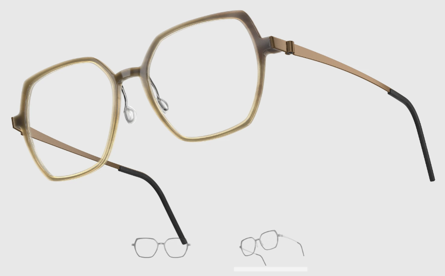 Lindberg Wood and Buffalo Titanium Hexagon Eyeglasses