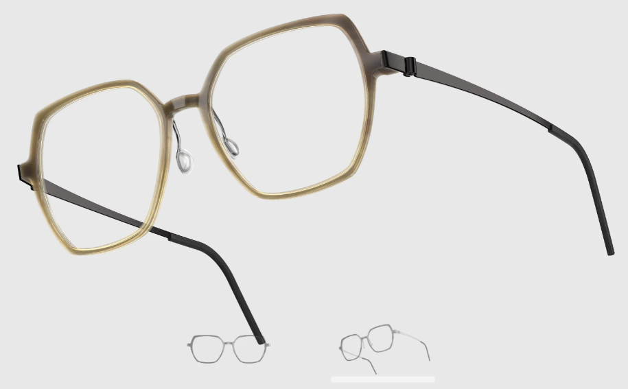 Lindberg Wood and Buffalo Titanium Hexagon Eyeglasses