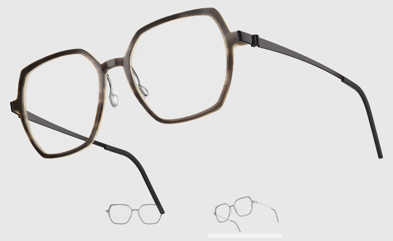 Lindberg Wood and Buffalo Titanium Hexagon Eyeglasses