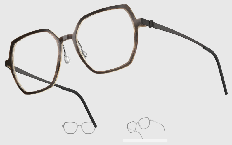 Lindberg Wood and Buffalo Titanium Hexagon Eyeglasses