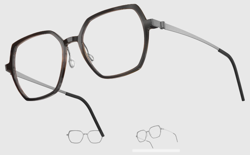 Lindberg Wood and Buffalo Titanium Hexagon Eyeglasses