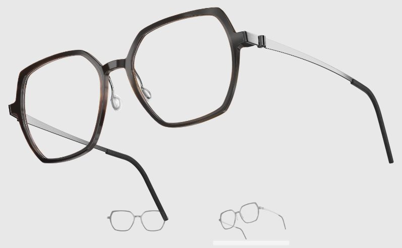 Lindberg Wood and Buffalo Titanium Hexagon Eyeglasses