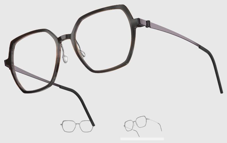 Lindberg Wood and Buffalo Titanium Hexagon Eyeglasses