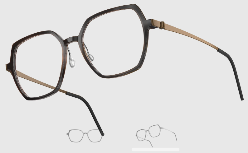 Lindberg Wood and Buffalo Titanium Hexagon Eyeglasses