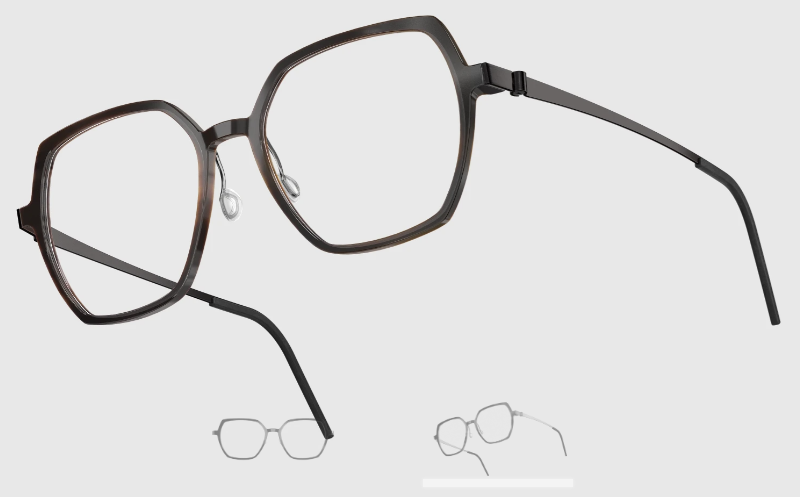 Lindberg Wood and Buffalo Titanium Hexagon Eyeglasses