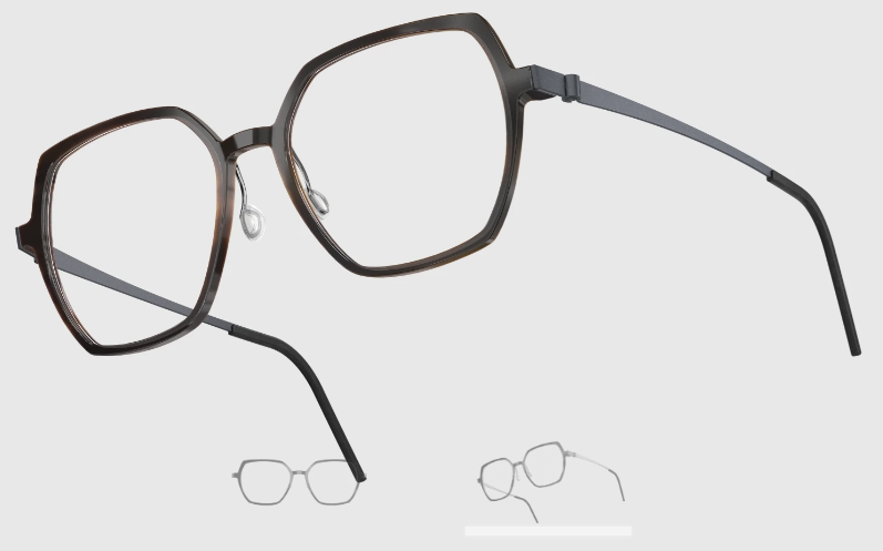 Lindberg Wood and Buffalo Titanium Hexagon Eyeglasses