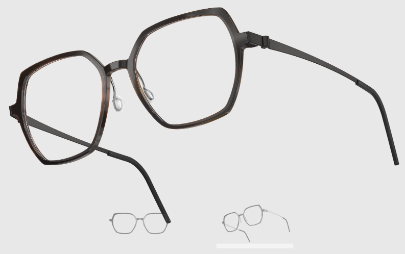 Lindberg Wood and Buffalo Titanium Hexagon Eyeglasses