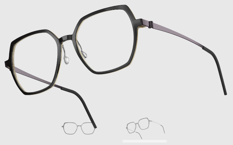 Lindberg Wood and Buffalo Titanium Hexagon Eyeglasses