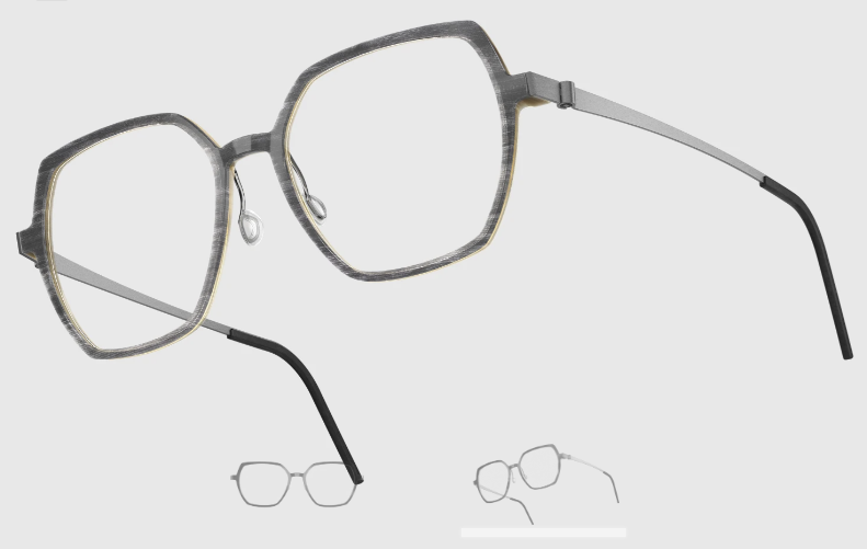 Lindberg Wood and Buffalo Titanium Hexagon Eyeglasses