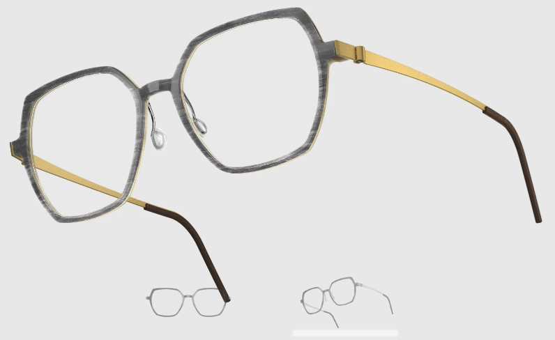 Lindberg Wood and Buffalo Titanium Hexagon Eyeglasses