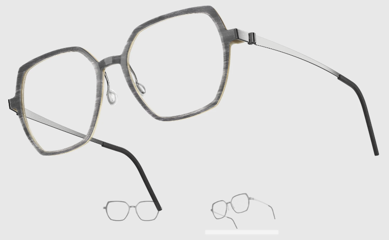 Lindberg Wood and Buffalo Titanium Hexagon Eyeglasses