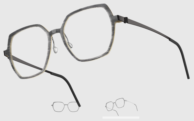 Lindberg Wood and Buffalo Titanium Hexagon Eyeglasses