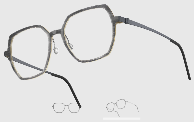 Lindberg Wood and Buffalo Titanium Hexagon Eyeglasses