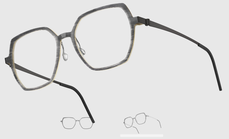 Lindberg Wood and Buffalo Titanium Hexagon Eyeglasses