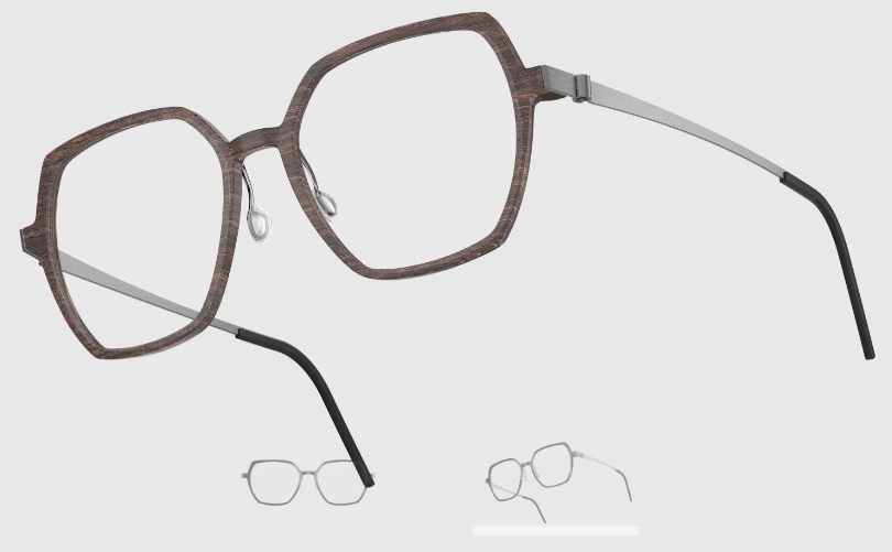 Lindberg Wood and Buffalo Titanium Hexagon Eyeglasses