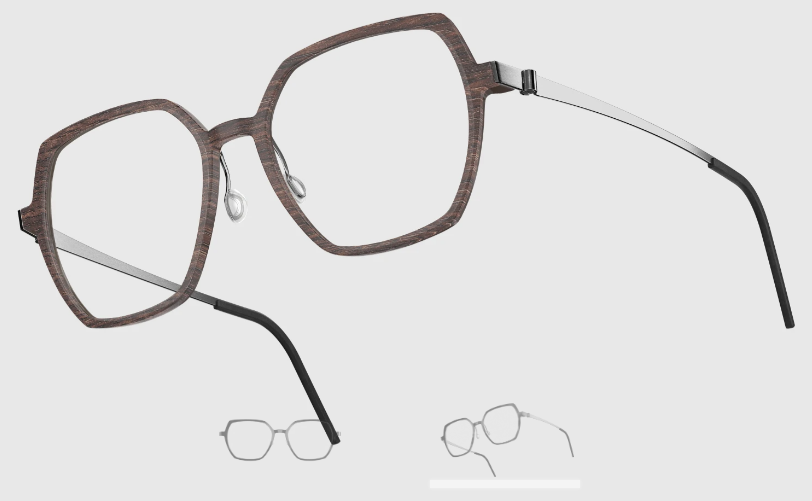 Lindberg Wood and Buffalo Titanium Hexagon Eyeglasses