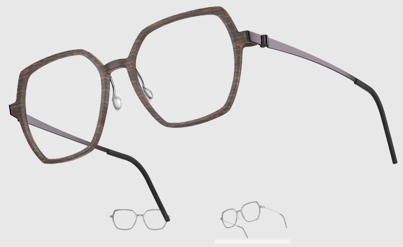 Lindberg Wood and Buffalo Titanium Hexagon Eyeglasses