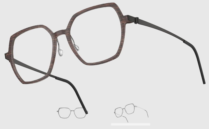 Lindberg Wood and Buffalo Titanium Hexagon Eyeglasses