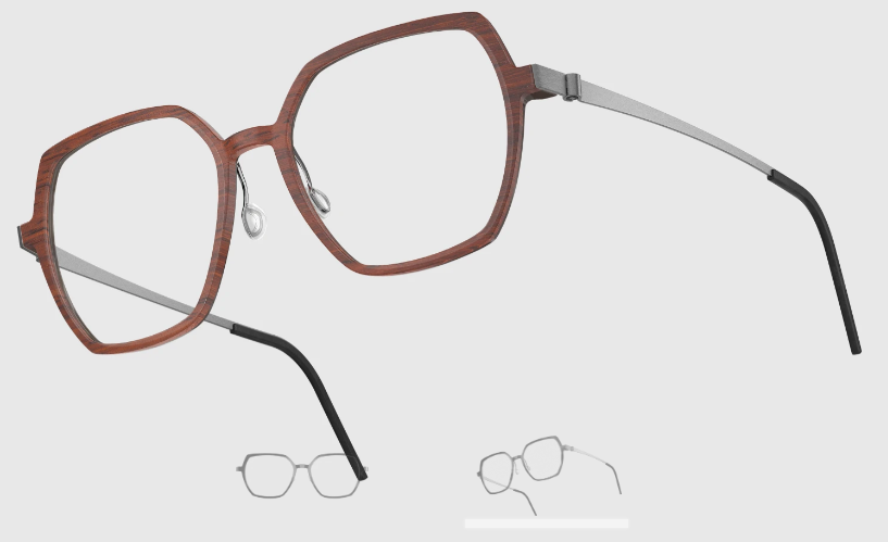 Lindberg Wood and Buffalo Titanium Hexagon Eyeglasses