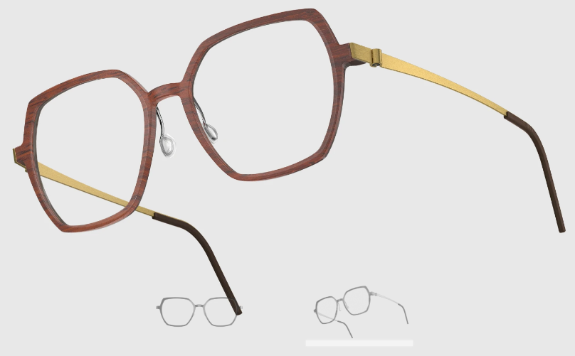 Lindberg Wood and Buffalo Titanium Hexagon Eyeglasses