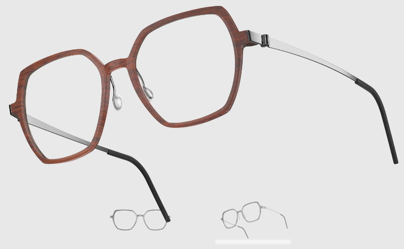 Lindberg Wood and Buffalo Titanium Hexagon Eyeglasses