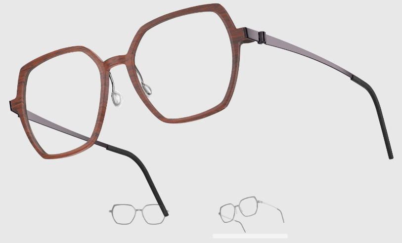 Lindberg Wood and Buffalo Titanium Hexagon Eyeglasses