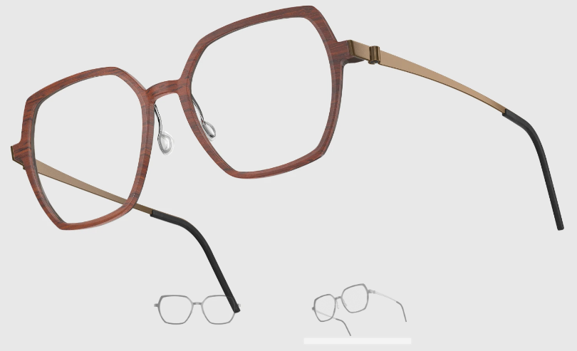 Lindberg Wood and Buffalo Titanium Hexagon Eyeglasses