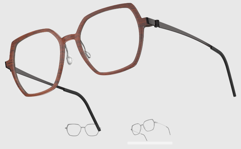 Lindberg Wood and Buffalo Titanium Hexagon Eyeglasses