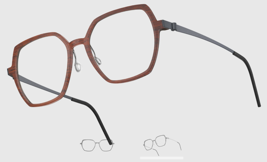 Lindberg Wood and Buffalo Titanium Hexagon Eyeglasses