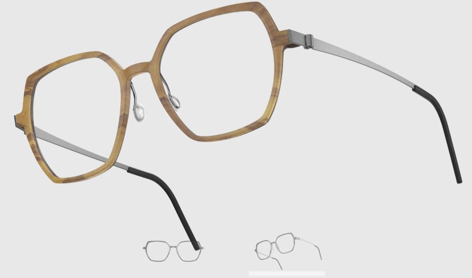 Lindberg Wood and Buffalo Titanium Hexagon Eyeglasses