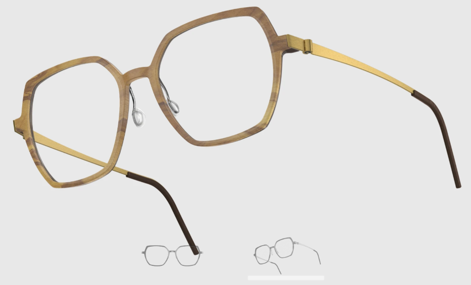 Lindberg Wood and Buffalo Titanium Hexagon Eyeglasses