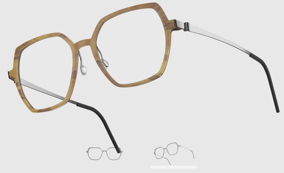 Lindberg Wood and Buffalo Titanium Hexagon Eyeglasses