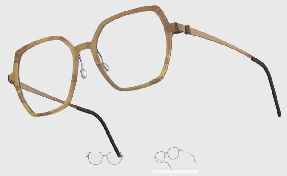 Lindberg Wood and Buffalo Titanium Hexagon Eyeglasses