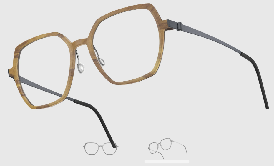 Lindberg Wood and Buffalo Titanium Hexagon Eyeglasses