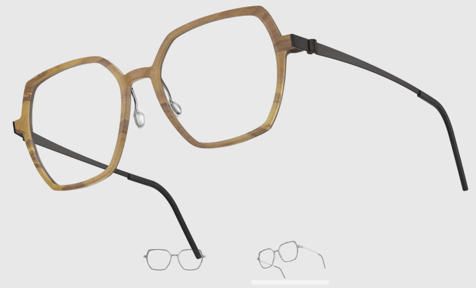 Lindberg Wood and Buffalo Titanium Hexagon Eyeglasses