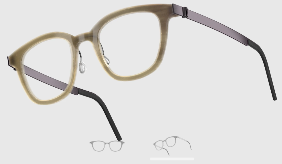 Lindberg Wood and Buffalo Titanium Square Eyeglasses