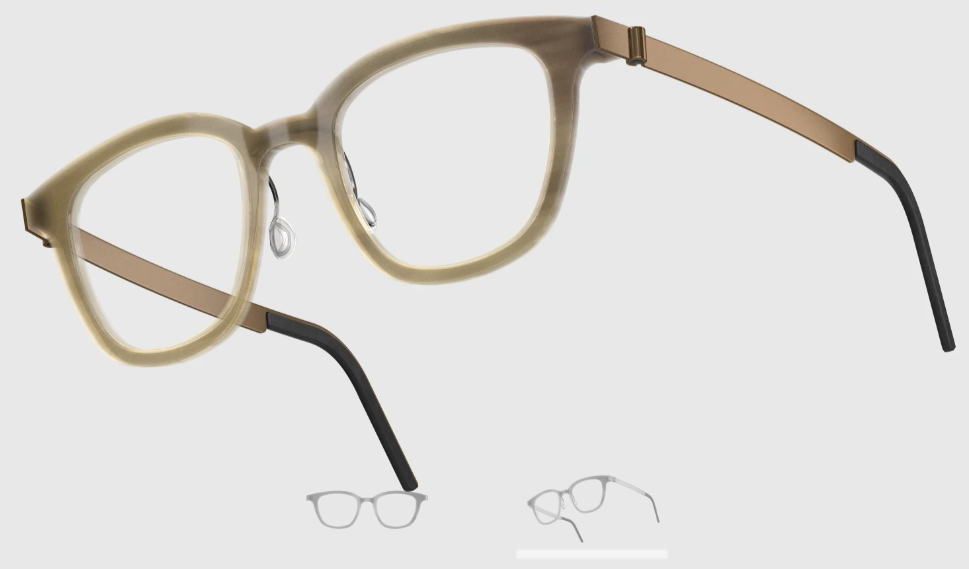 Lindberg Wood and Buffalo Titanium Square Eyeglasses