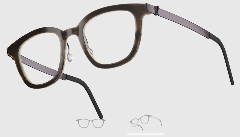 Lindberg Wood and Buffalo Titanium Square Eyeglasses