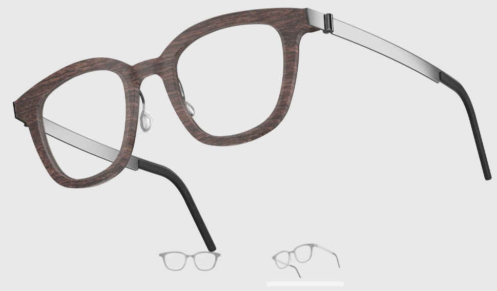 Lindberg Wood and Buffalo Titanium Square Eyeglasses