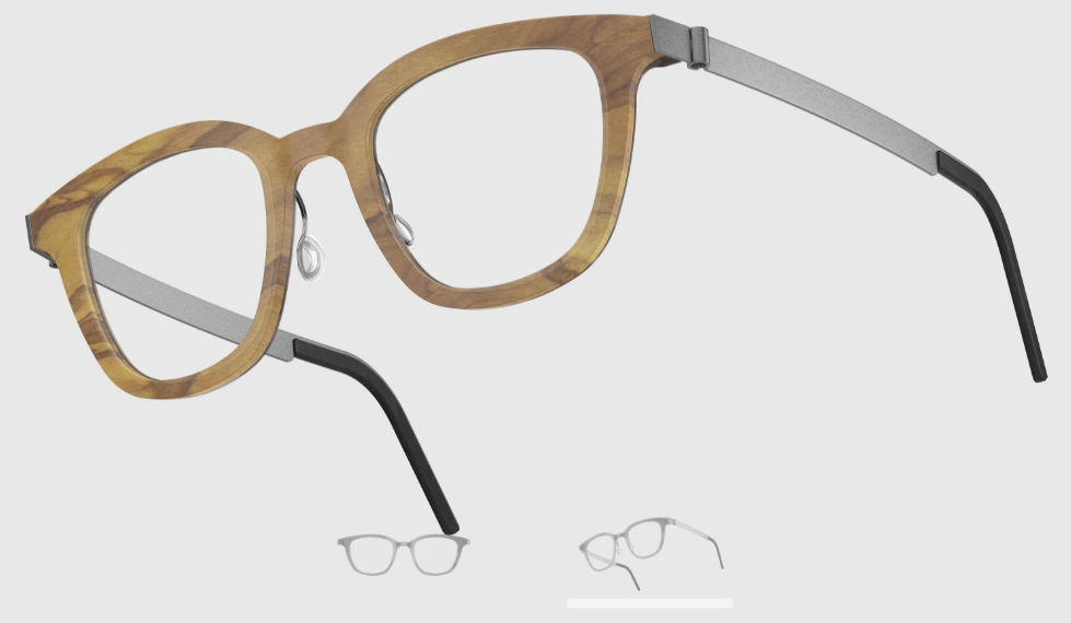 Lindberg Wood and Buffalo Titanium Square Eyeglasses