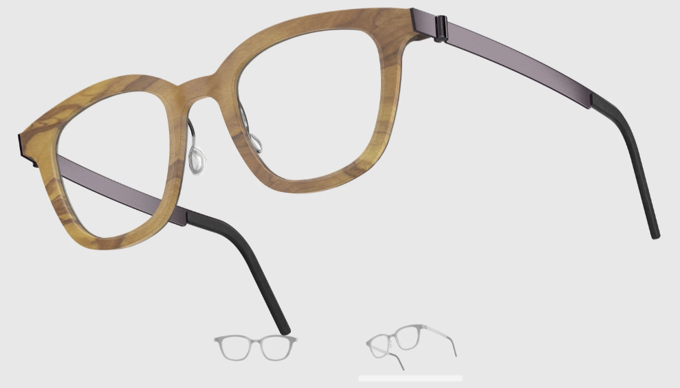 Lindberg Wood and Buffalo Titanium Square Eyeglasses