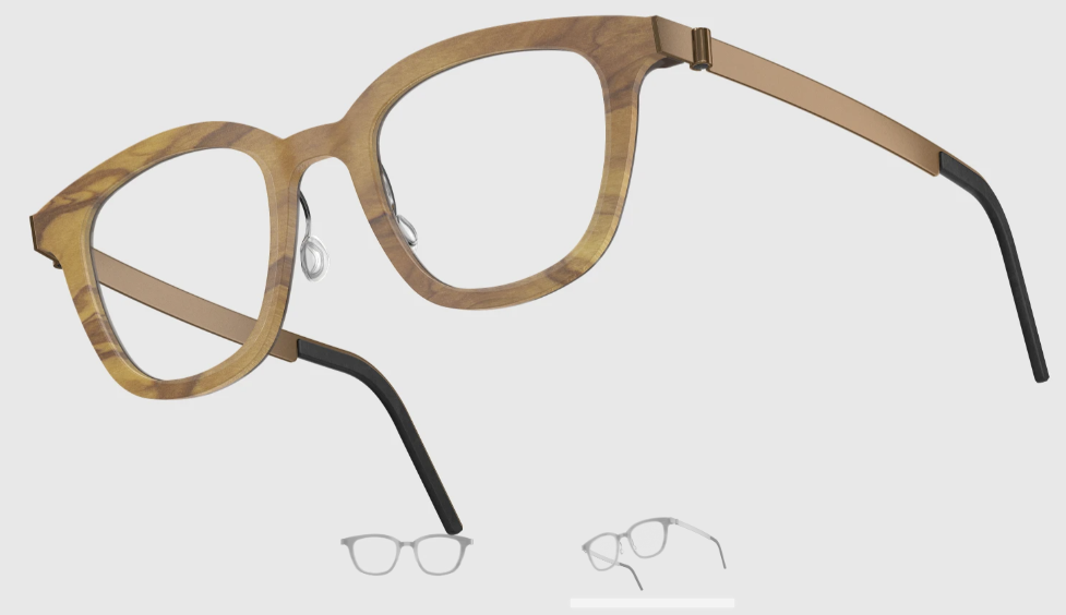 Lindberg Wood and Buffalo Titanium Square Eyeglasses