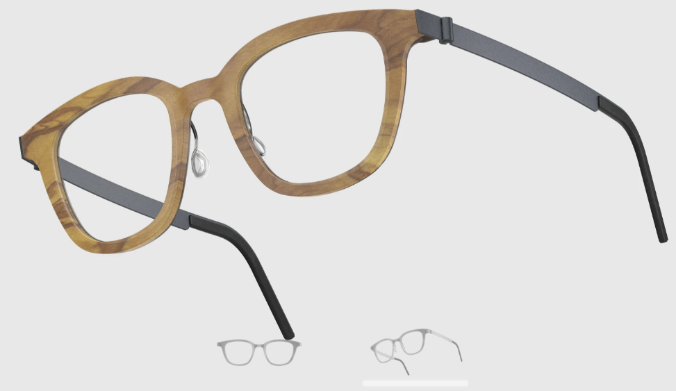 Lindberg Wood and Buffalo Titanium Square Eyeglasses