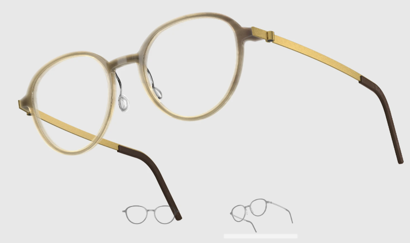 Lindberg Wood and Buffalo Titanium Round Eyeglasses